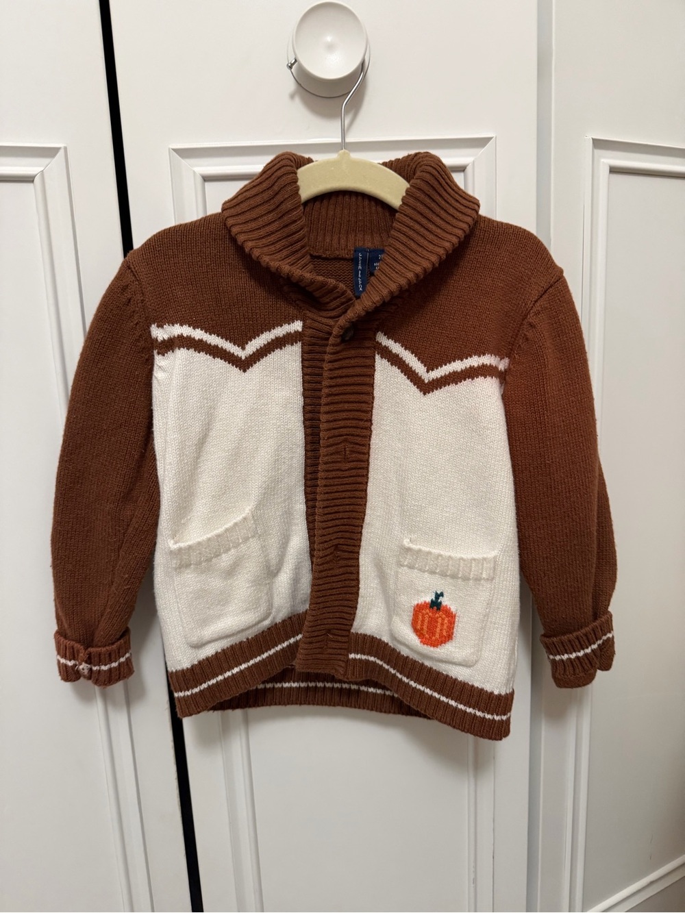 Kids Pumpkin Patch Cardigan Jacket - Brown & Cream